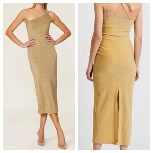 THIRD FORM ONE SHOULDER GOLD SHIMMER DRESS SZ 6